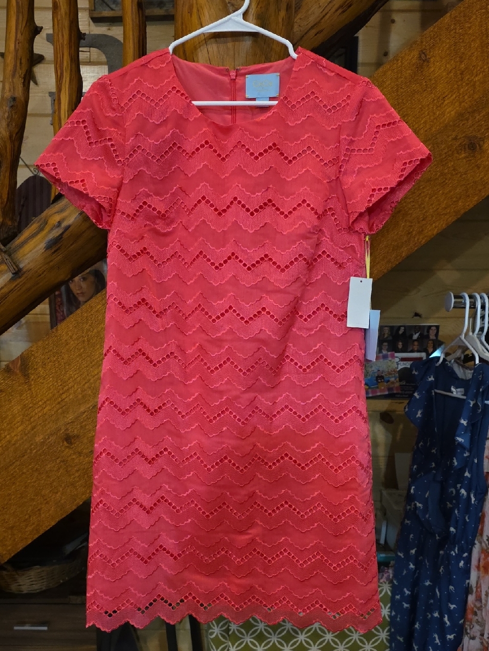 CeCe Coral Eyelet Shift Dress